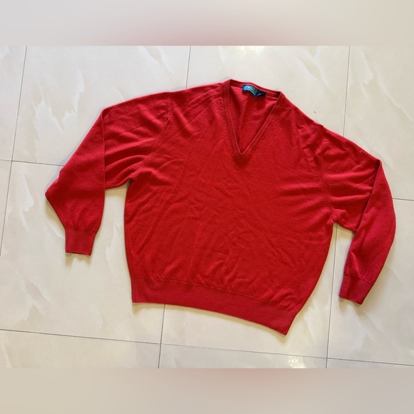 Vintage Byford V Neck Sweater Men XL Red Pullover Casual Jumper Travel Real Wool - Picture 14 of 16